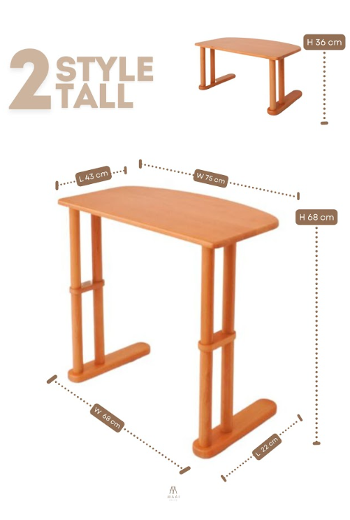 โต๊ะทำงานไม้ยางพารา ปรับ2ระดับ MAAI DESIGN รุ่น TACHI SIDE TABLE สีโอ๊ค