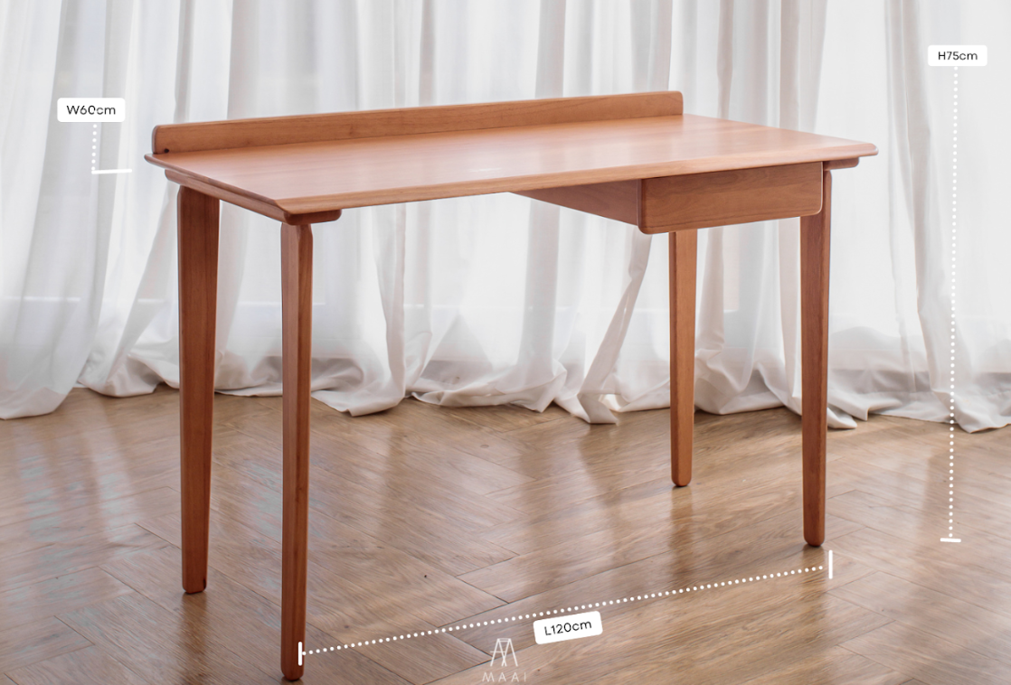 โต๊ะทำงานไม้ยางพารา MAAI DESIGN รุ่น BENKYO TABLE สีโอ๊ค