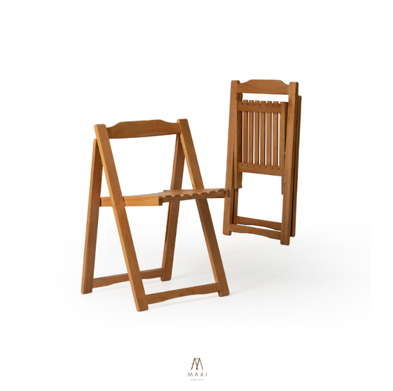 เก้าอี้ไม้ยางพาราแท้ พับเก็บได้ MAAI DESIGN A CHAIR สีโอ๊ค_0