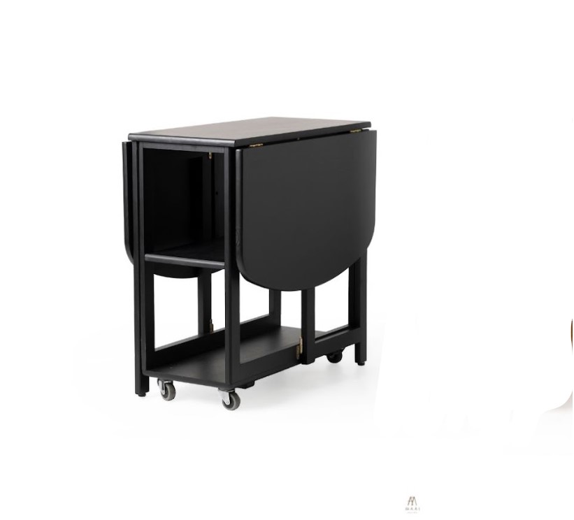 โต๊ะทานข้าวไม้ยางพาราแท้พับเก็บได้ MAAI DESIGN  รุ่น NABI TABLE สีดำ_0