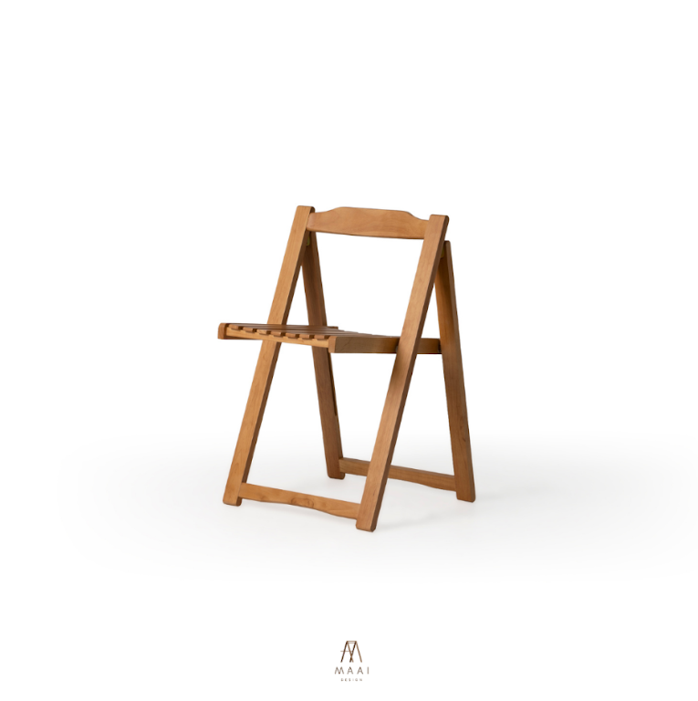 เก้าอี้ไม้ยางพาราแท้ พับเก็บได้ MAAI DESIGN A CHAIR สีโอ๊ค_1