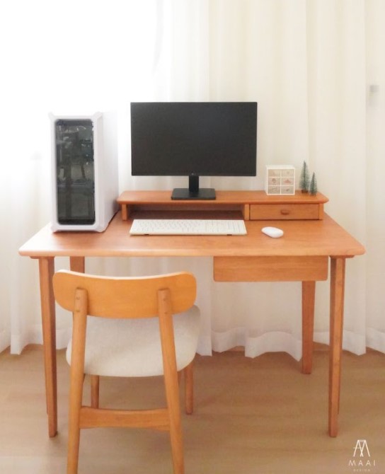 ชั้นวางจอคอมไม้ยางพารา MAAI DESIGN รุ่น GRANDE SHELF สีโอ๊ค_1
