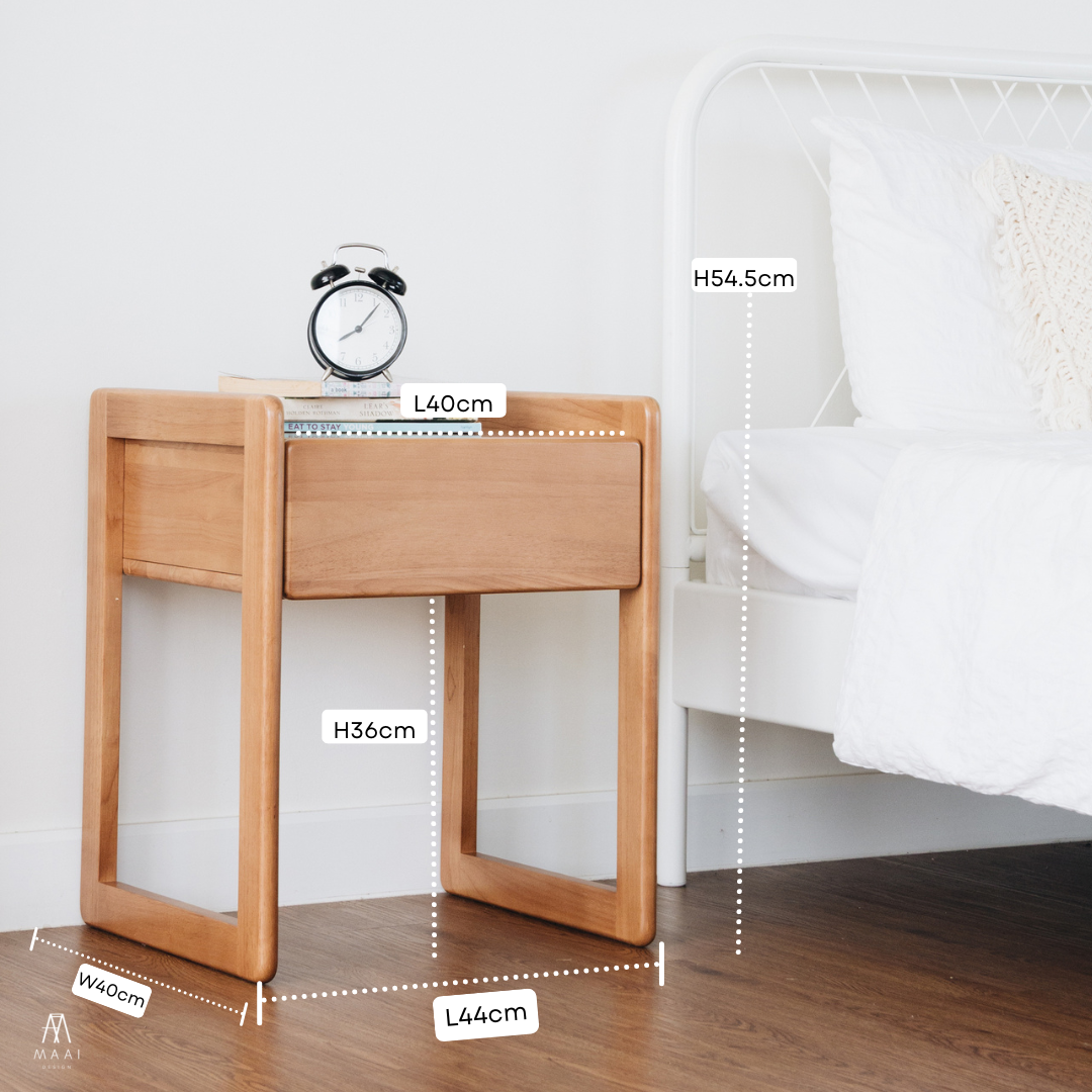 ตู้ลิ้นชักข้างเตียงไม้ยางพารา MAAI DESIGN รุ่น UCHU SIDE TABLE สีโอ๊ค_1