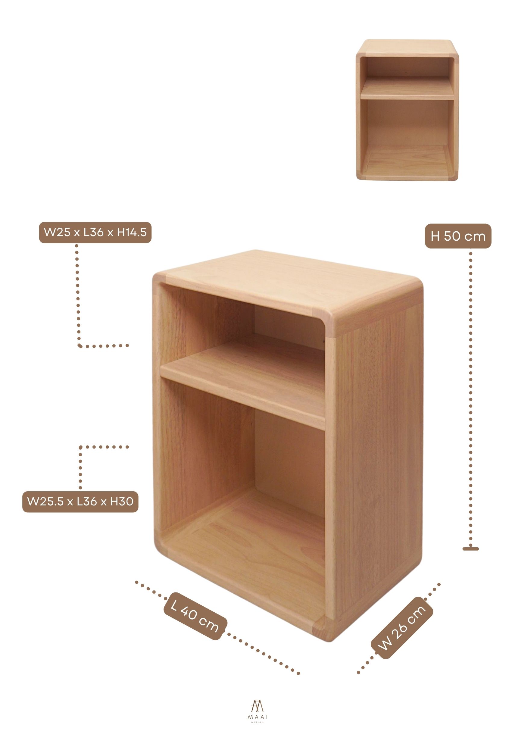 ตู้ข้างเตียงไม้ยางพารา MAAI DESIGN รุ่น AKERU SIDE TABLE สีบีช_1