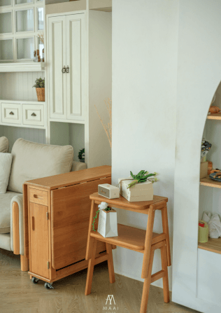 ชุดโต๊ะทานข้าวไม้ยางพาราแท้ 4 ที่นั่งพับเก็บได้ MAAI DESIGN  รุ่น BUTTERFLY TABLE SET สีโอ๊ค_2
