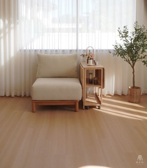 โต๊ะทานข้าวไม้ยางพาราแท้พับเก็บได้ MAAI DESIGN  รุ่น NABI TABLE สีบีช_2