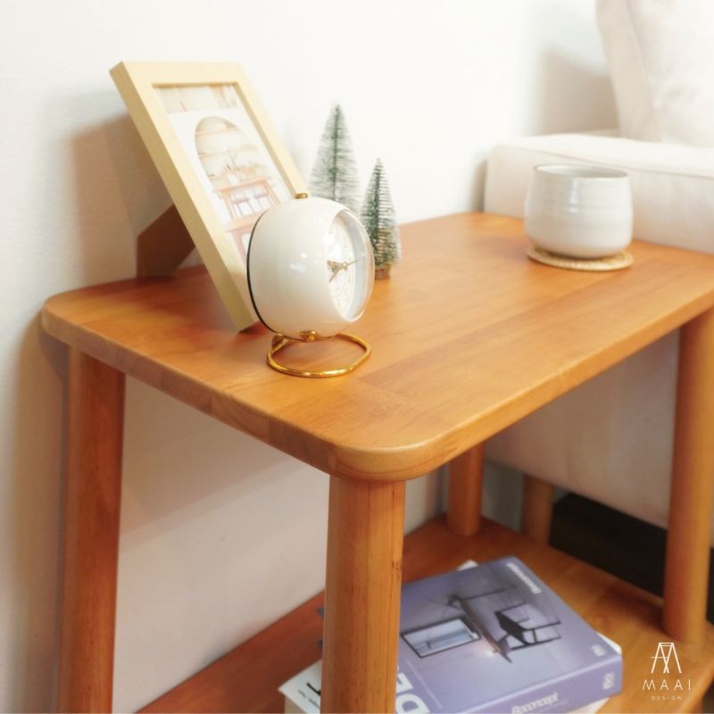 โต๊ะข้างไม้ยางพารา MAAI DESIGN รุ่น AKINO SIDE TABLE สีโอ๊ค_2