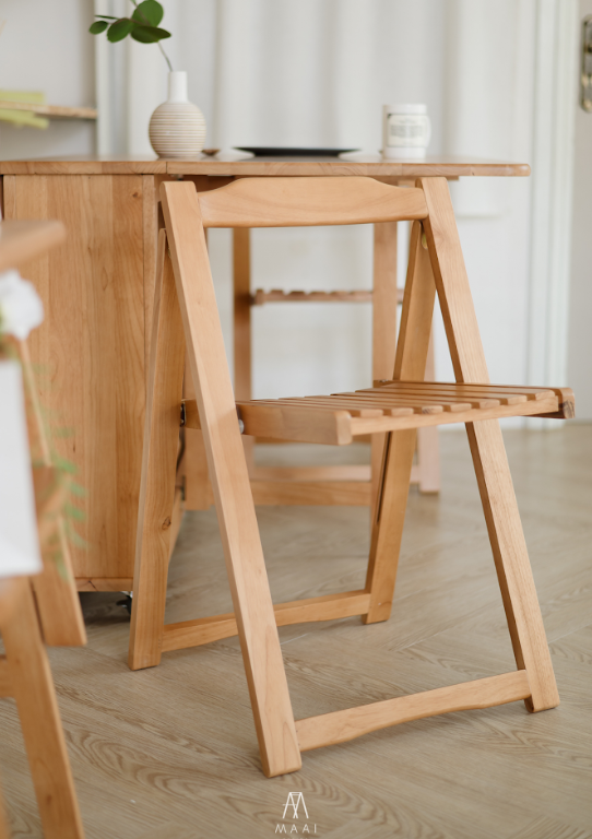 เก้าอี้ไม้ยางพาราแท้ พับเก็บได้ MAAI DESIGN A CHAIR สีโอ๊ค_3