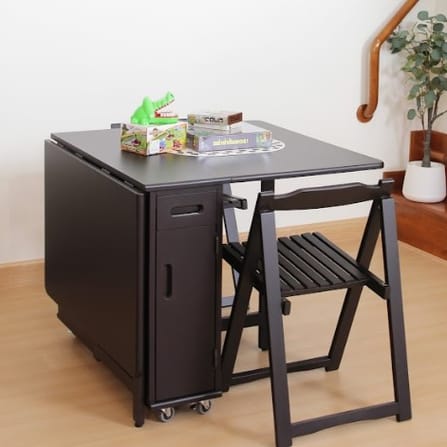 โต๊ะทานข้าวไม้ยางพาราแท้พับเก็บได้ MAAI DESIGN  รุ่น BUTTERFLY ONLY TABLE สีช็อกโกแลต_4