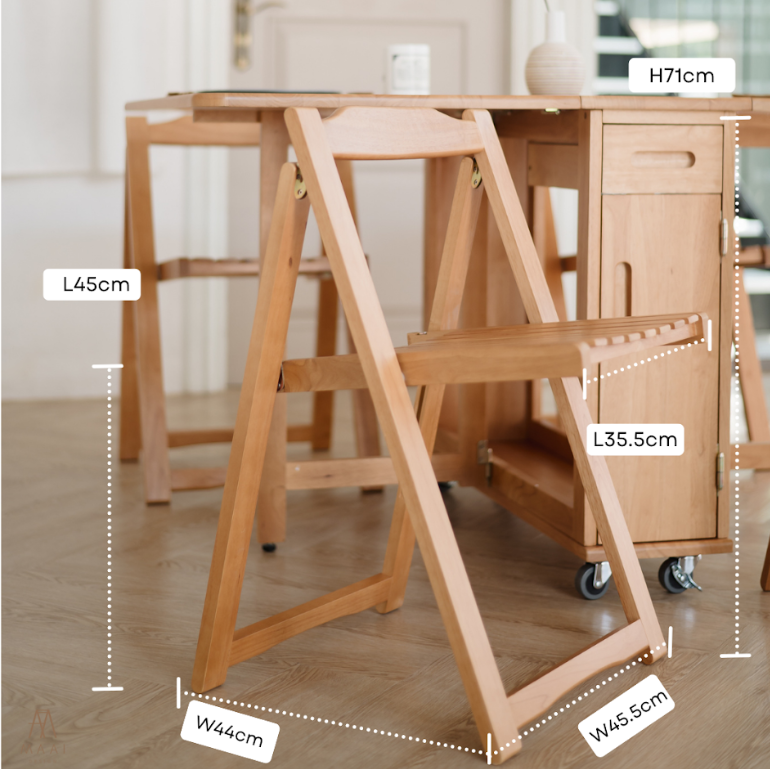 เก้าอี้ไม้ยางพาราแท้ พับเก็บได้ MAAI DESIGN A CHAIR สีโอ๊ค_4
