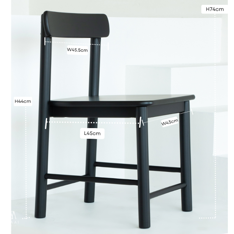 เก้าอี้ทานข้าวไม้ยางพาราแท้ MAAI DESIGN ISU CHAIR สีดำ_4