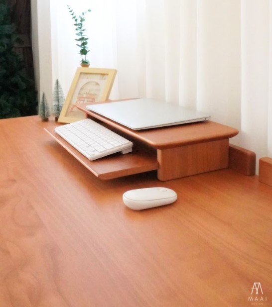 ชั้นวางจอคอมไม้ยางพารา MAAI DESIGN PETITE SHELF สีโอ๊ค_4