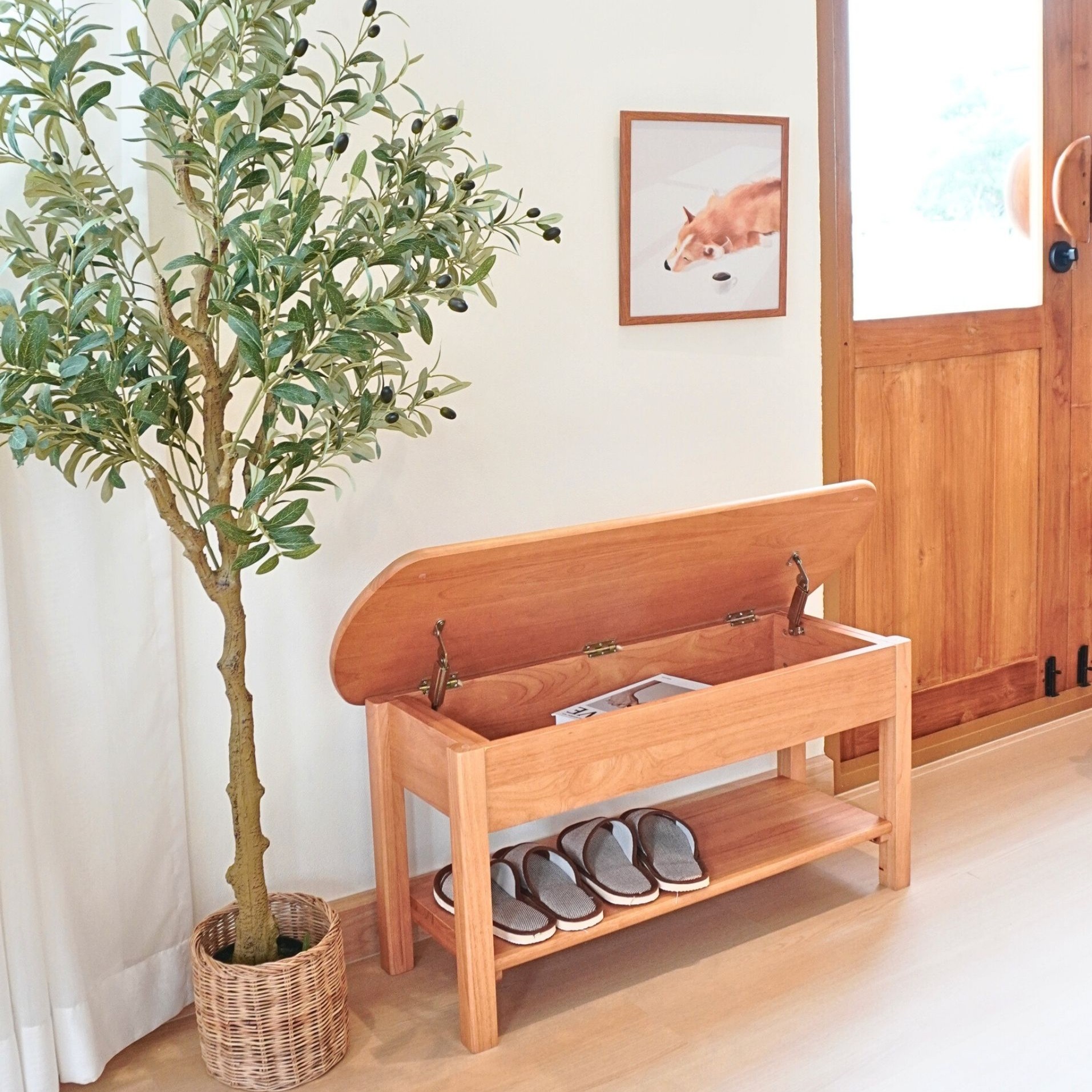 ม้านั่งใส่รองเท้าไม้ยางพารา MAAI DESIGN รุ่น SHUSU BENCH  สีโอ๊ค_5