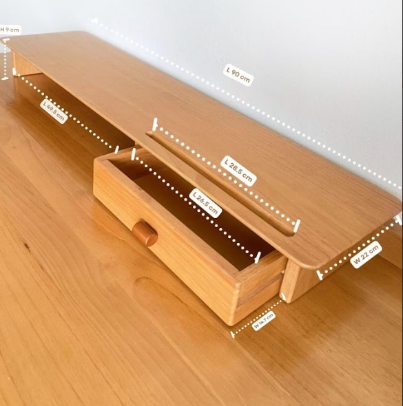 ชั้นวางจอคอมไม้ยางพารา MAAI DESIGN รุ่น GRANDE SHELF สีโอ๊ค_5