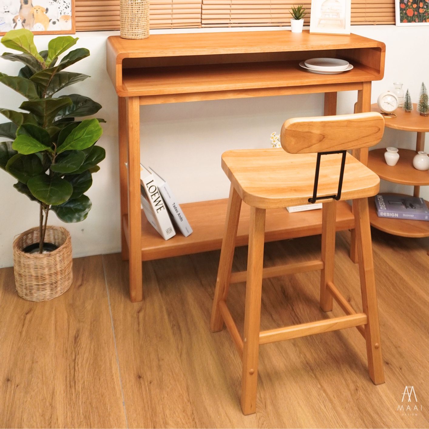 โต๊ะบาร์ไม้ยางพารา MAAI DESIGN รุ่น MITASU CONSOLE TABLE สีโอ๊ค_5
