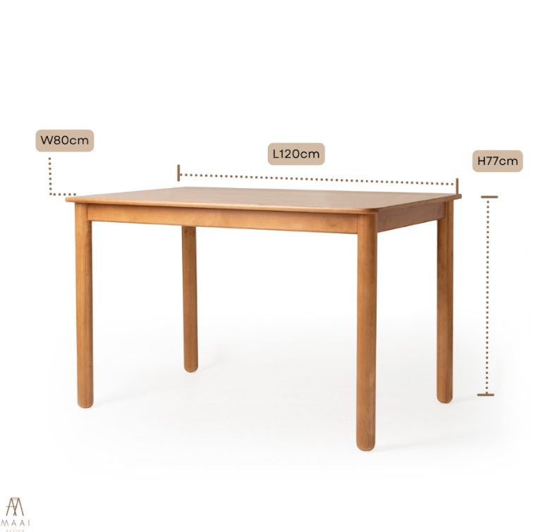 โต๊ะทานข้าวไม้ยางพาราแท้ 4 ที่นั่ง MAAI DESIGN  รุ่น KAZOKU TABLE สีโอ๊ค_6