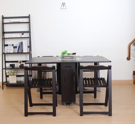 โต๊ะทานข้าวไม้ยางพาราแท้พับเก็บได้ MAAI DESIGN  รุ่น BUTTERFLY ONLY TABLE สีช็อกโกแลต_7