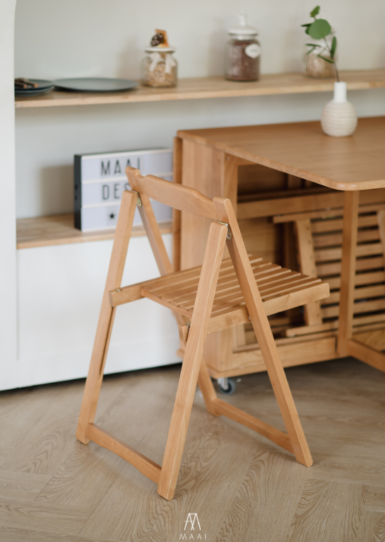 เก้าอี้ไม้ยางพาราแท้ พับเก็บได้ MAAI DESIGN A CHAIR สีโอ๊ค_5