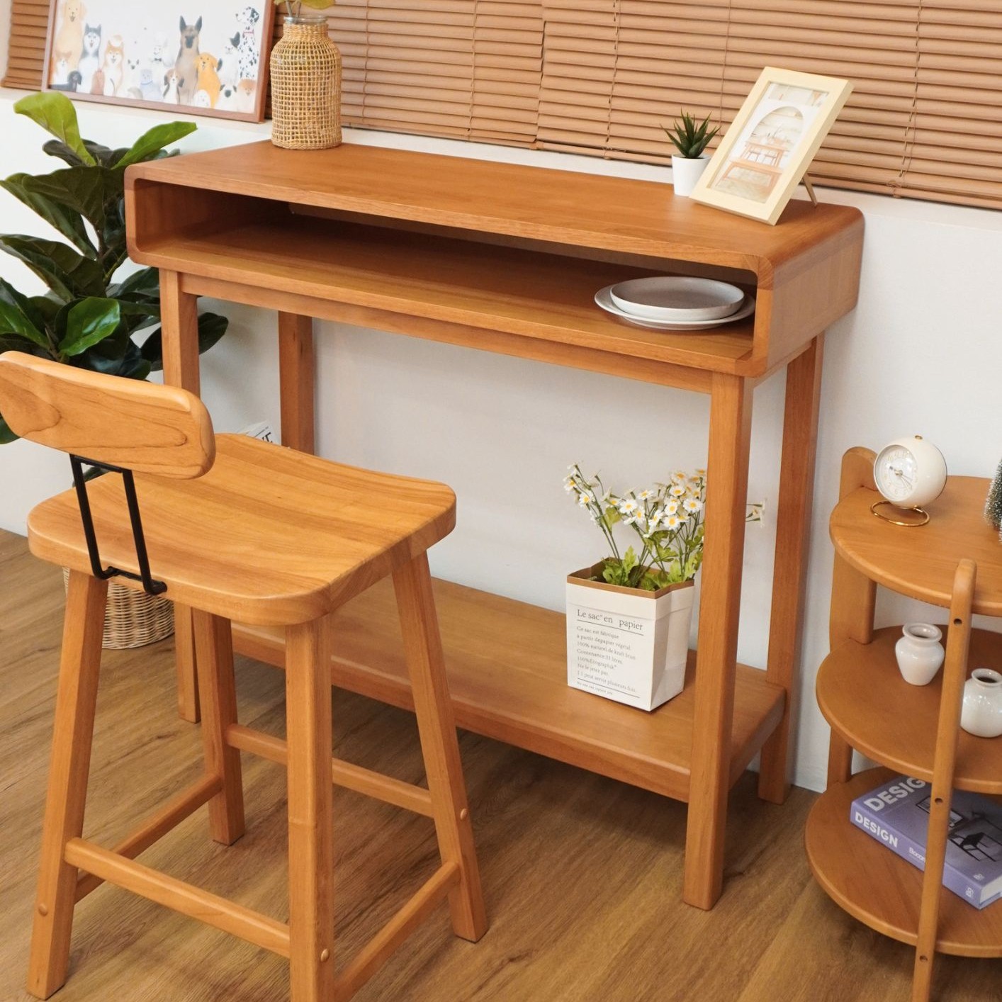 โต๊ะบาร์ไม้ยางพารา MAAI DESIGN รุ่น MITASU CONSOLE TABLE สีโอ๊ค_11