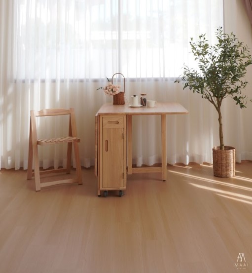 ชุดโต๊ะทานข้าวไม้ยางพาราแท้ 4 ที่นั่งพับเก็บได้ MAAI DESIGN  รุ่น BUTTERFLY TABLE SET สีบีช_2