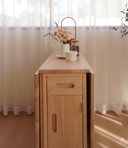ชุดโต๊ะทานข้าวไม้ยางพาราแท้ 4 ที่นั่งพับเก็บได้ MAAI DESIGN  รุ่น BUTTERFLY TABLE SET สีบีช_4