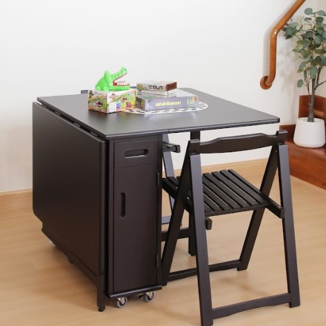 ชุดโต๊ะทานข้าวไม้ยางพาราแท้ 4 ที่นั่งพับเก็บได้ MAAI DESIGN  รุ่น BUTTERFLY TABLE SET ช็อกโกแลต_4