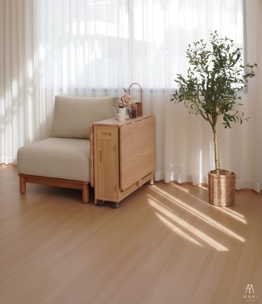 ชุดโต๊ะทานข้าวไม้ยางพาราแท้ 4 ที่นั่งพับเก็บได้ MAAI DESIGN  รุ่น BUTTERFLY TABLE SET สีบีช_5