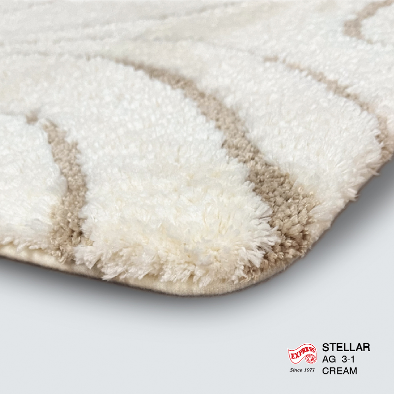 พรมเช็ดเท้าชุดห้องน้ำ 2 ชิ้น EXPRESS CARPET รุ่น AG3-1 ขนาด45X70 ซม.และ พรมรูปตัว U 50X60 ซม. หนา 18-23 มม. สีครีม _2