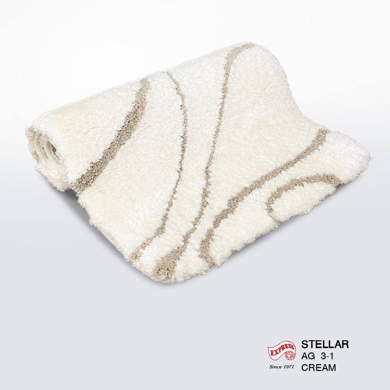 พรมเช็ดเท้าชุดห้องน้ำ 2 ชิ้น EXPRESS CARPET รุ่น AG3-1 ขนาด45X70 ซม.และ พรมรูปตัว U 50X60 ซม. หนา 18-23 มม. สีครีม _3