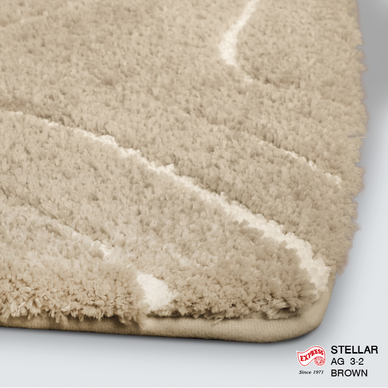 พรมเช็ดเท้าชุดห้องน้ำ 2 ชิ้น EXPRESS CARPET รุ่น AG3-2 ขนาด45X70 ซม.และ พรมรูปตัว U 50X60 ซม. หนา 18-23 มม. สีน้ำตาล _2