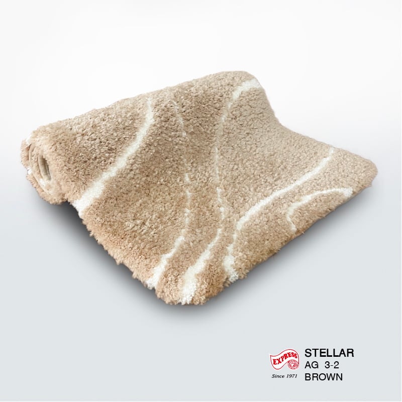 พรมเช็ดเท้าชุดห้องน้ำ 2 ชิ้น EXPRESS CARPET รุ่น AG3-2 ขนาด45X70 ซม.และ พรมรูปตัว U 50X60 ซม. หนา 18-23 มม. สีน้ำตาล _3