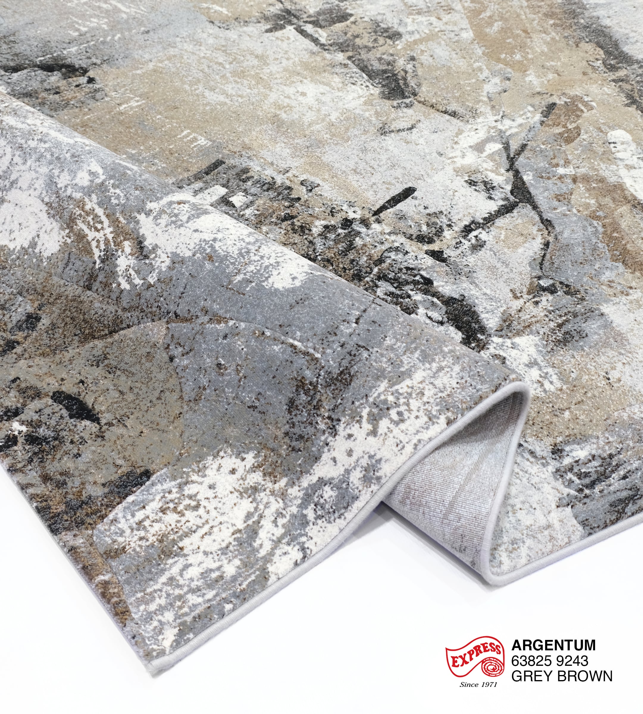 พรมปูพื้น EXPRESS CARPET รุ่น Argentum รหัส 63825 9243 ขนาด 160x230 ซม.หนา 11 มม. สีเทาน้ำตาล