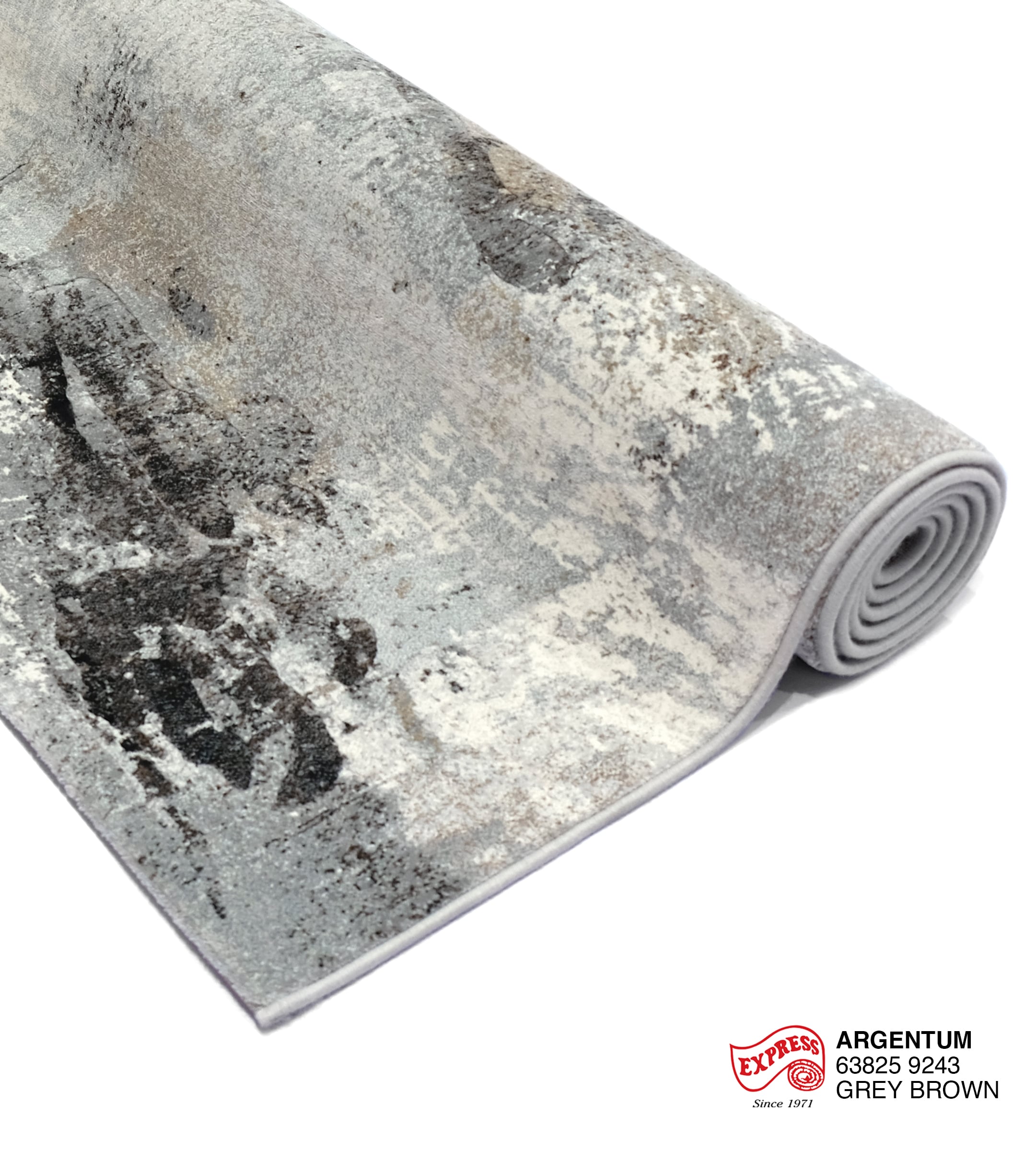 พรมปูพื้น EXPRESS CARPET รุ่น Argentum รหัส 63825 9243 ขนาด 160x230 ซม.หนา 11 มม. สีเทาน้ำตาล