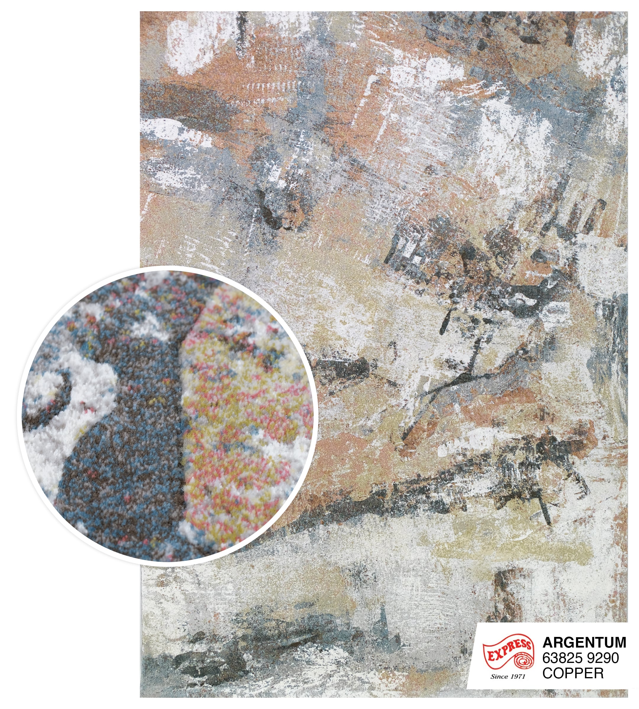 พรมปูพื้น EXPRESS CARPET รุ่น Argentum รหัส 63825 9290 ขนาด 160x230 ซม.หนา 11 มม. สีทองแดง