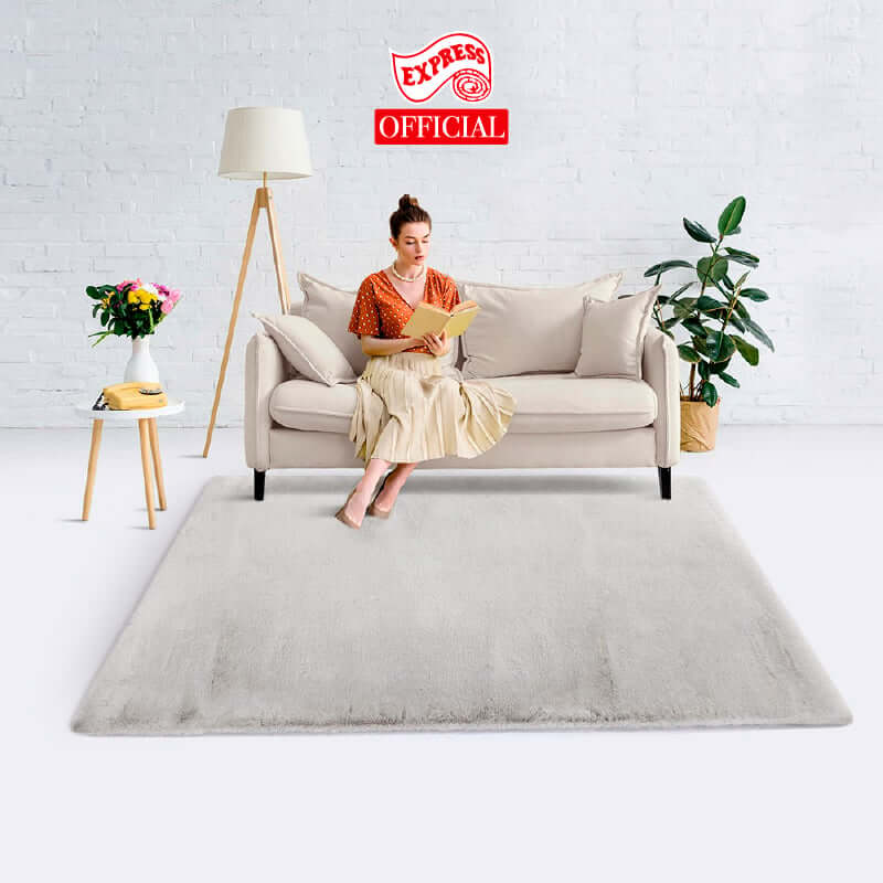 พรมปูพื้น EXPRESS CARPET รุ่น BAMBI รหัส BB07 S ขนาด 80X150 ซม. หนา 35 มม.  สีเทา