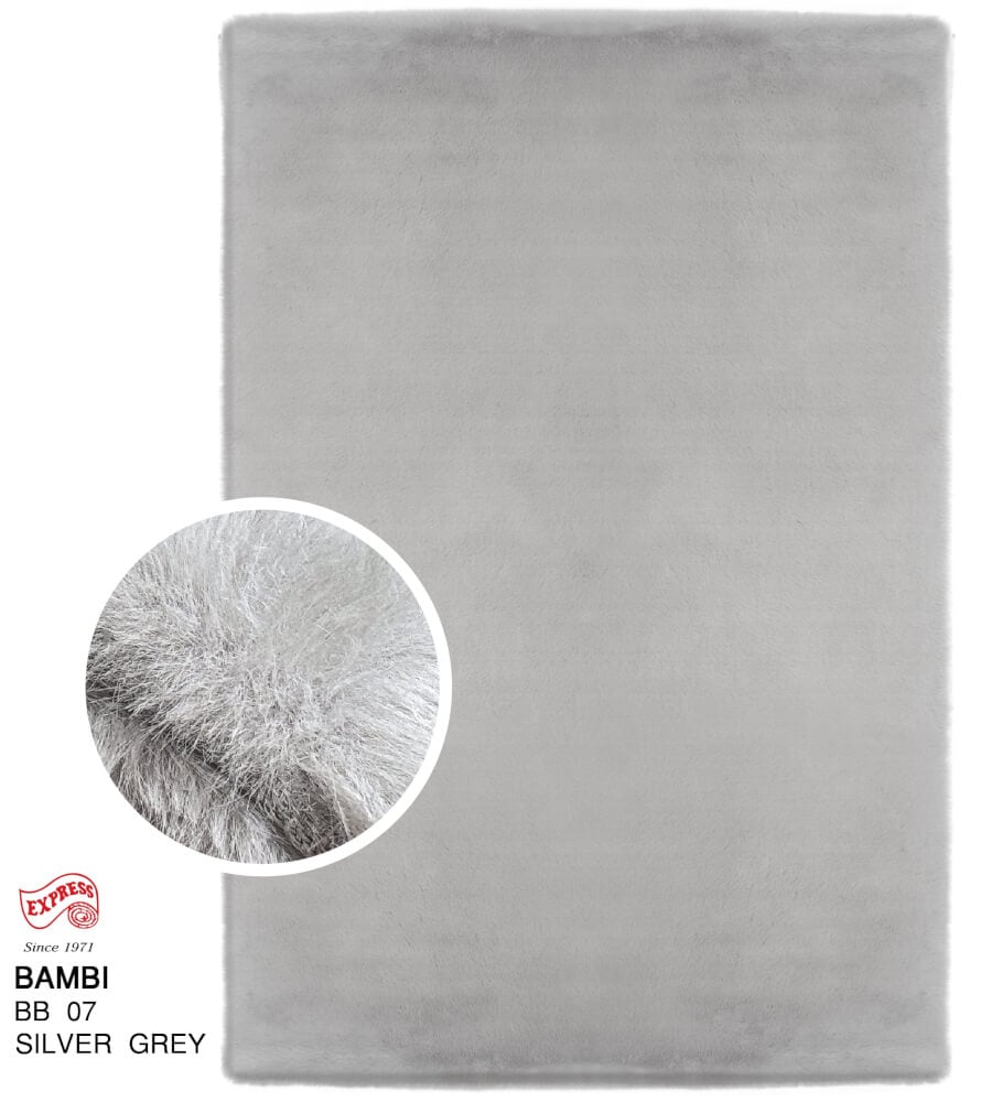 พรมปูพื้น EXPRESS CARPET รุ่น BAMBI รหัส BB07 S ขนาด 80X150 ซม. หนา 35 มม.  สีเทา
