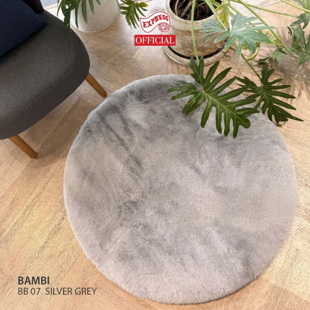 พรมปูพื้นวงกลม EXPRESS CARPET รุ่น BAMBI รหัส BB07 C200 ขนาด เส้นผ่านศูนย์กลาง 200 ซม. หนา 35 มม.  สีเทา_1