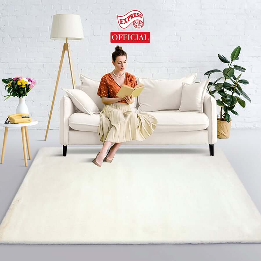 พรมปูพื้น EXPRESS CARPET รุ่น BAMBI รหัส BB10 L1 ขนาด 200X290 ซม. หนา 35 มม.  สีขาว