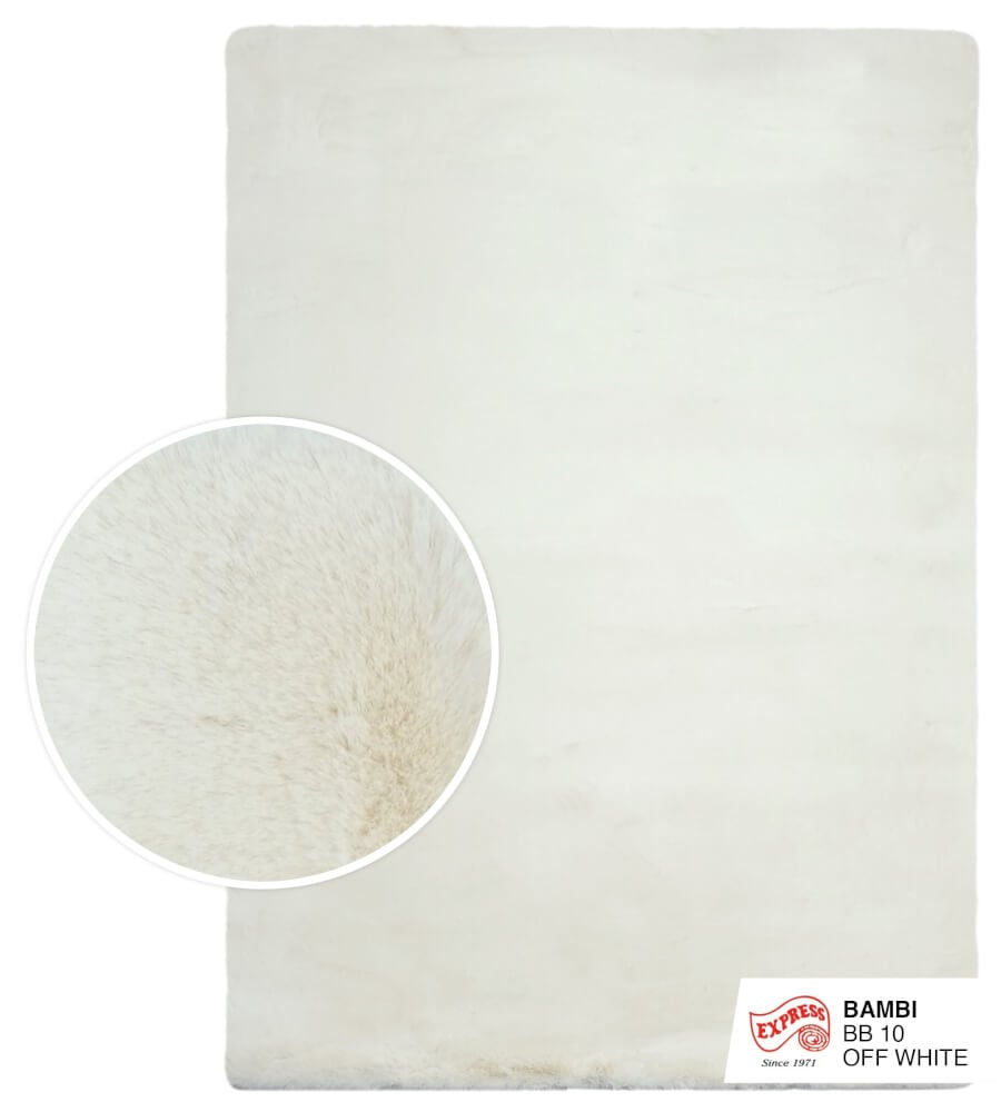 พรมปูพื้น EXPRESS CARPET รุ่น BAMBI รหัส BB10 L1 ขนาด 200X290 ซม. หนา 35 มม.  สีขาว