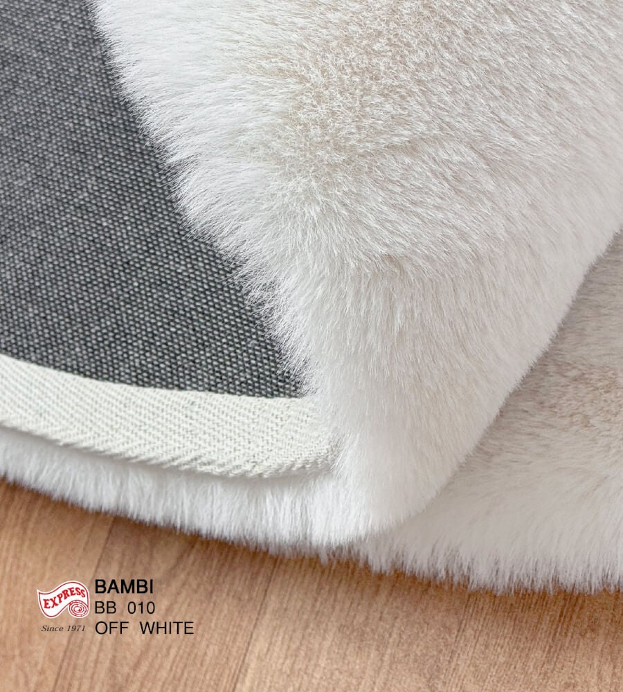 พรมปูพื้นวงกลม EXPRESS CARPET รุ่น BAMBI รหัส BB10 C160 ขนาด เส้นผ่านศูนย์กลาง 160 ซม. หนา 35 มม.  สีขาว_2