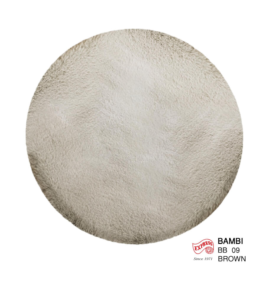 พรมปูพื้นวงกลม EXPRESS CARPET รุ่น BAMBI รหัส BB09 C100 ขนาด  เส้นผ่านศูนย์กลาง 100 ซม. หนา 35 มม.  สีน้ำตาล