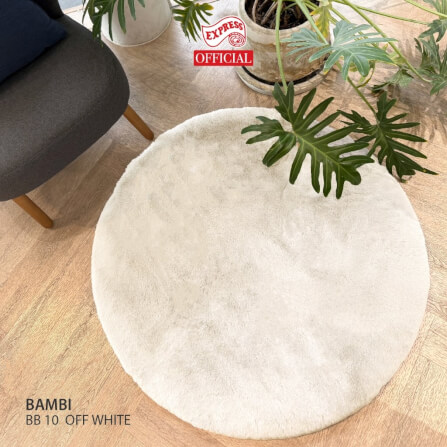 พรมปูพื้นวงกลม EXPRESS CARPET รุ่น BAMBI รหัส BB10 C100 ขนาด  เส้นผ่านศูนย์กลาง 100 ซม. หนา 35 มม.  สีขาว_1