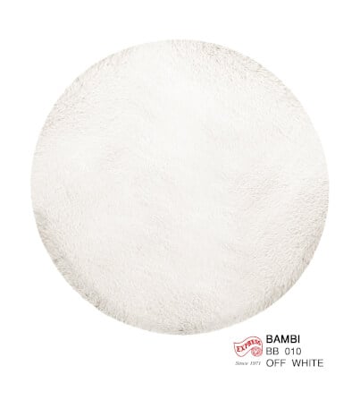 พรมปูพื้นวงกลม EXPRESS CARPET รุ่น BAMBI รหัส BB10 C100 ขนาด  เส้นผ่านศูนย์กลาง 100 ซม. หนา 35 มม.  สีขาว_0