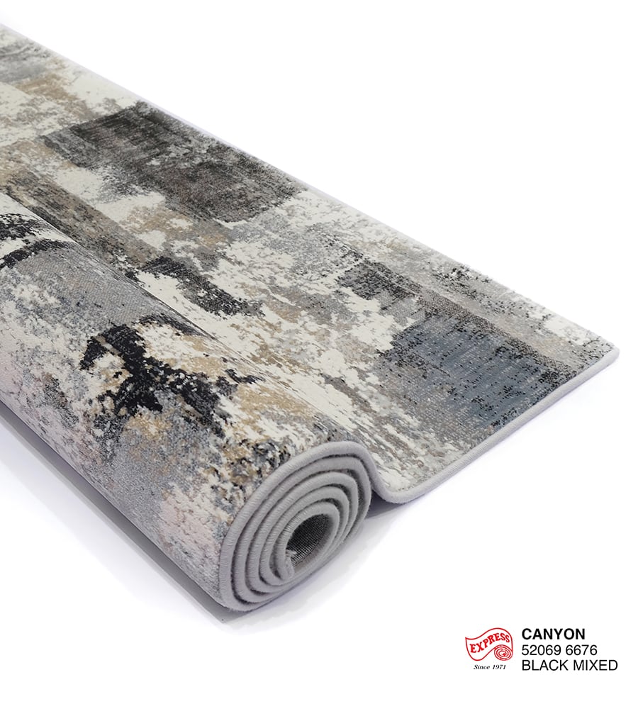 พรมปูพื้น EXPRESS CARPET รุ่น Canyon รหัส 52069 6676 ขนาด 160x230 ซม.หนา 11 มม. สีดำผสม