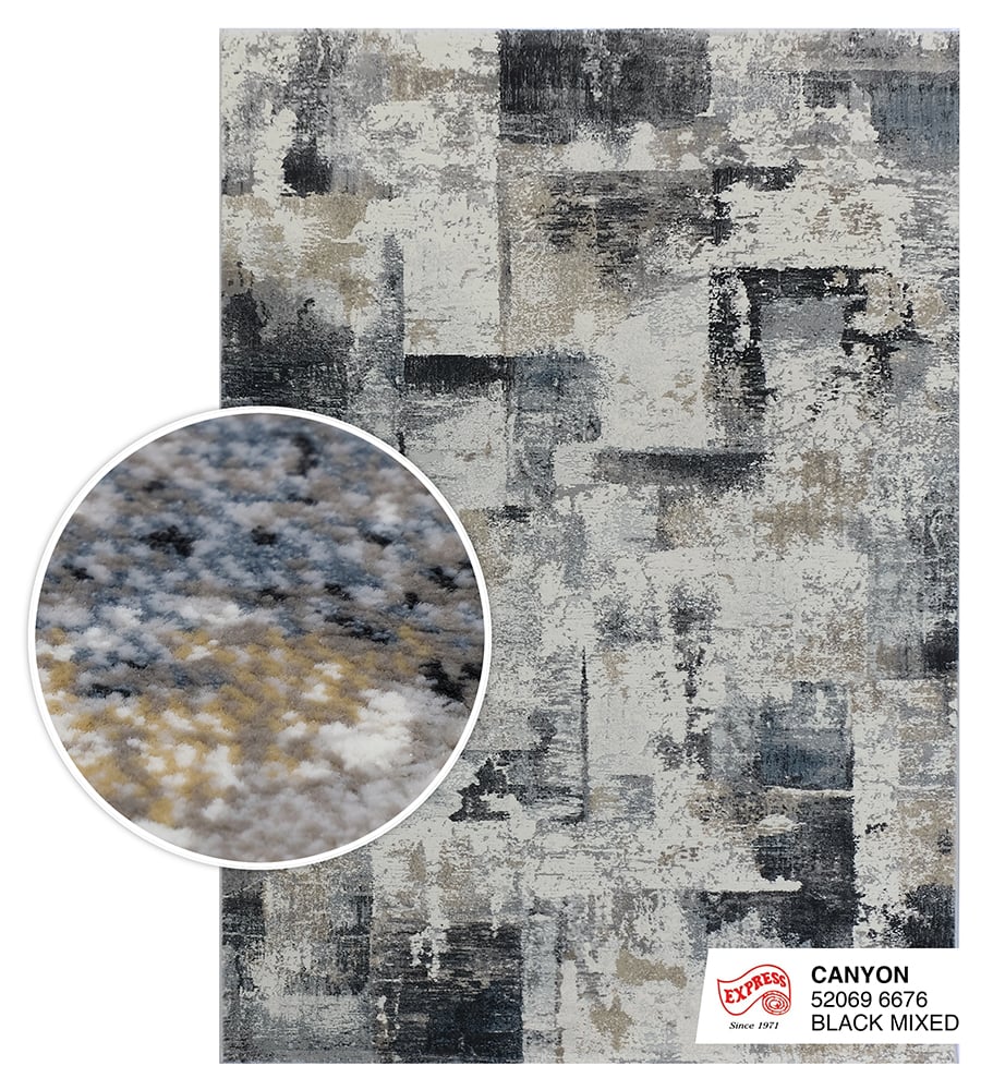 พรมปูพื้น EXPRESS CARPET รุ่น Canyon รหัส 52069 6676 ขนาด 160x230 ซม.หนา 11 มม. สีดำผสม_0