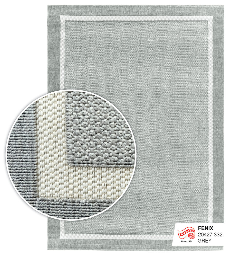 พรมปูพื้น EXPRESS CARPET รุ่น FENIX รหัส 20427 332 M ขนาด 120X170 ซม. หนา 4 มม.  สีเทา