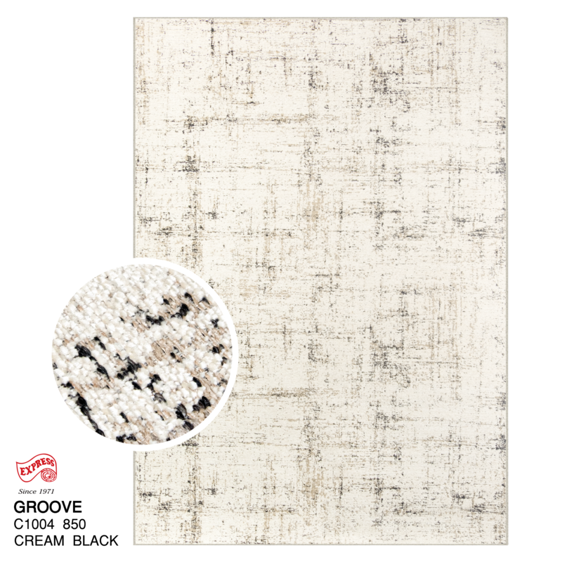 พรมปูพื้น EXPRESS CARPET รุ่น GROOVE รหัส C1004 850 ขนาด 160X230 ซม.หนา 4 มม. สีครีมดำ_0