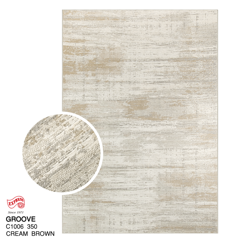 พรมปูพื้น EXPRESS CARPET รุ่น GROOVE รหัส C1006 350 ขนาด 200X290 ซม.หนา 4 มม. สีครีมน้ำตาล_0