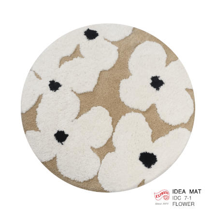 พรมเช็ดเท้าลายดอกไม้วงกลม EXPRESS CARPET รุ่น IDC7-1 C150 ขนาดเส้นผ่านศูนย์กลาง 150 ซม. หนา 10-20 มม.สีครีม_0