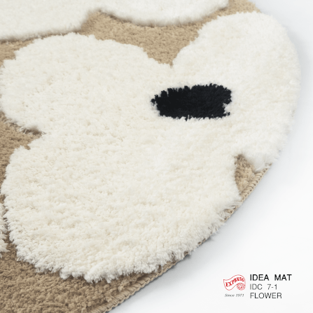 พรมเช็ดเท้าลายดอกไม้วงกลม EXPRESS CARPET รุ่น IDC7-1 C150 ขนาดเส้นผ่านศูนย์กลาง 150 ซม. หนา 10-20 มม.สีครีม_3